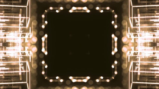 geometric glowing light patterns, futuristic, christmas, symmetrical design, analysis, technology, connection, network, mesmerizing, depth, innovation, digital media, tech advertising, golden, dark