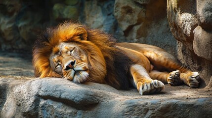 A majestic lion resting in the savannah