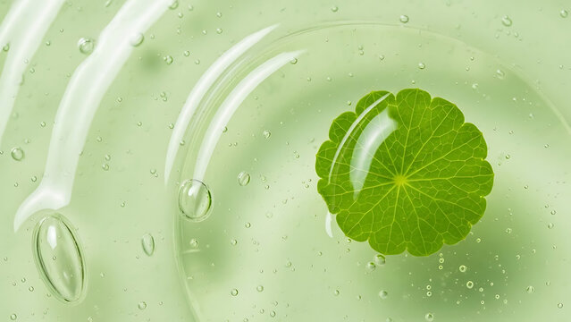 Refreshing Centella Asiatica Leaf in Hydrating Green Gel Serum with Bubbles for Natural Skincare
