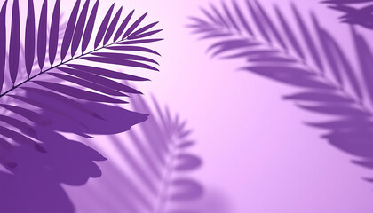 Purple palm leaves casting shadows on matching purple gradient background
