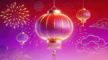 Chinese New Year Festive Background with Lantern and Knot