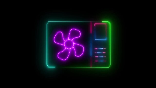Neon Air conditioner icon isolated on black background. smart home devices concept.