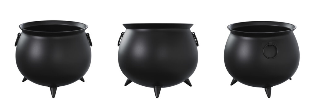 Black Cast Iron Witch's Cauldron Set