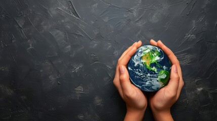 Sustainability Concept Hands Holding Earth With Copy Space