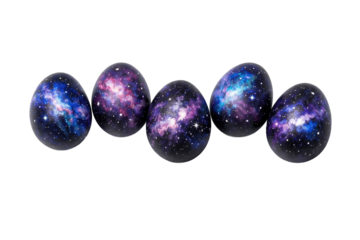 Five purple star sapphire gems isolated close-up for jewelry design and crafting projects. Alpha channel with white background