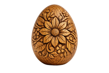 Ornate Easter egg with carved floral design for holiday gift giving Product shot isolated
