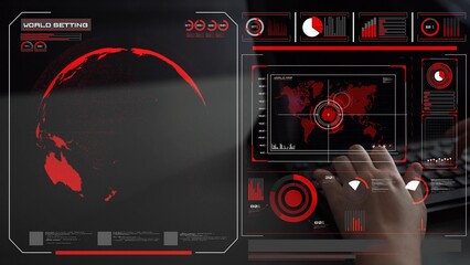 High-tech global network connection interface showing worldwide digital communication, data exchange, and internet connectivity. Global connection, data interaction, and worldwide communication. Thunk