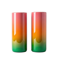 Pair of gradient colored vases isolated on transparent background