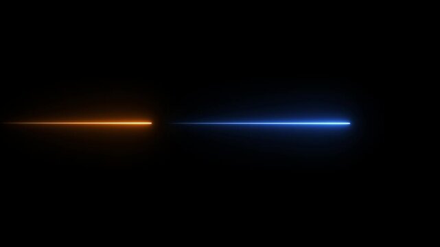 Neon technology stripes line animation.  Moving neon curve line on black background.  Seamless loop laser lines. Abstract neon light background.
