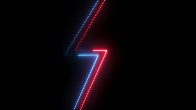 Neon technology stripes line animation.  Moving neon curve line on black background.  Seamless loop laser lines. Abstract neon light background.