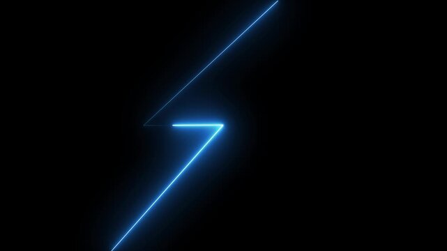 Neon technology stripes line animation.  Moving neon curve line on black background.  Seamless loop laser lines. Abstract neon light background.