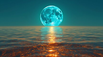 Serene moonlit reflection on calm waters