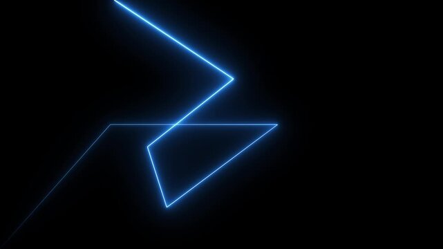 Neon technology stripes line animation.  Moving neon curve line on black background.  Seamless loop laser lines. Abstract neon light background.