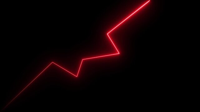 Neon technology stripes line animation.  Moving neon curve line on black background.  Seamless loop laser lines. Abstract neon light background.