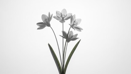 Fototapeta premium Delicate white flowers elegantly bloom against a stark, bright background, evoking purity and simplicity.