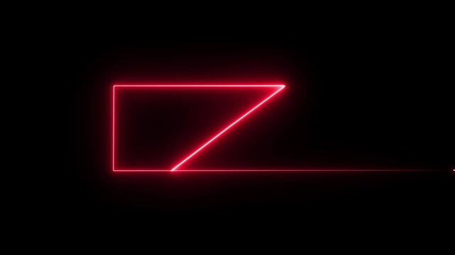 Neon technology stripes line animation.  Moving neon curve line on black background.  Seamless loop laser lines. Abstract neon light background.