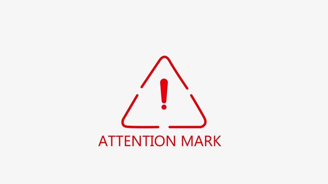 Red Exclamation Mark In Triangle With Attention Mark Text danger man icon animation video. 