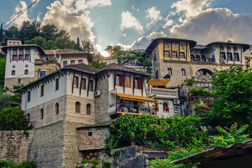 cityscape of Gjirokaster in Albania, with Ottoman architecture preserved on the World Heritage List