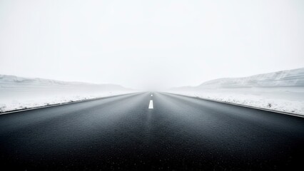 Obraz premium Empty Road with Foggy Landscape.