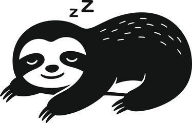 Fototapeta premium Cute sleeping sloth cartoon illustration with relaxed lazy animal and zzz symbol isolated on white background for funny humor design prints posters and apparel use