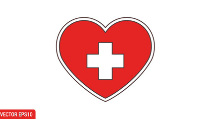 Obraz premium Red Heart with White Medical Cross Icon - Healthcare and Medicine Symbol
