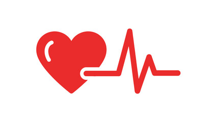 Red Heartbeat Icon with ECG Line - Health and Medical Symbol