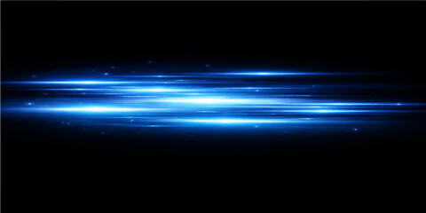 A vibrant abstract blue background features glowing stars and light rays flowing through dark space with motion blur and energy waves to create a digital art backdrop