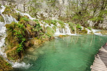spectacular waterfalls and lakes of Plitvice Lakes National Park, in Croatia