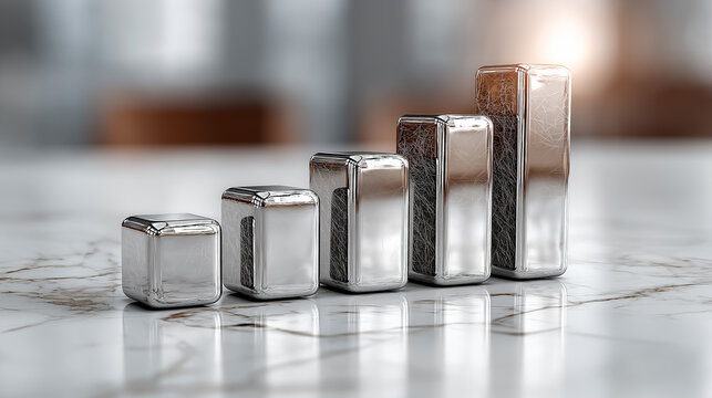 棒グラフの段階的上昇｜目標達成・成果のコンセプト画像