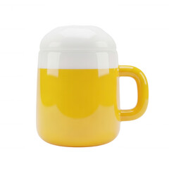 Yellow beer mug with foam head - refreshing drink, summer beverage, cold beer, yellow mug, beer foam, refreshment, summer time, drinkware, beer glass