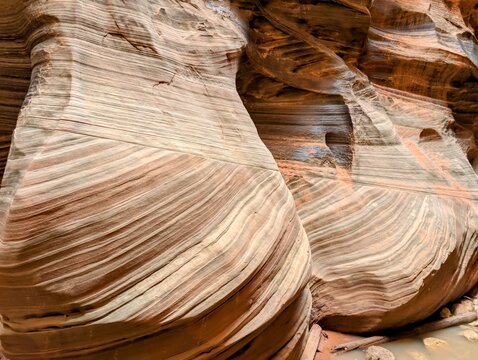 Geological wonder Swirling sandstone formations in a desert canyon display stunning natural artistry