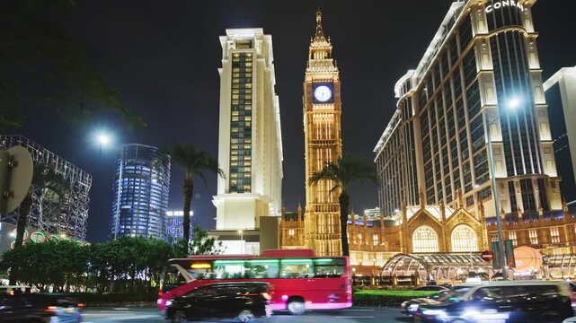 amazing macau casino skyline with replica of london big ben