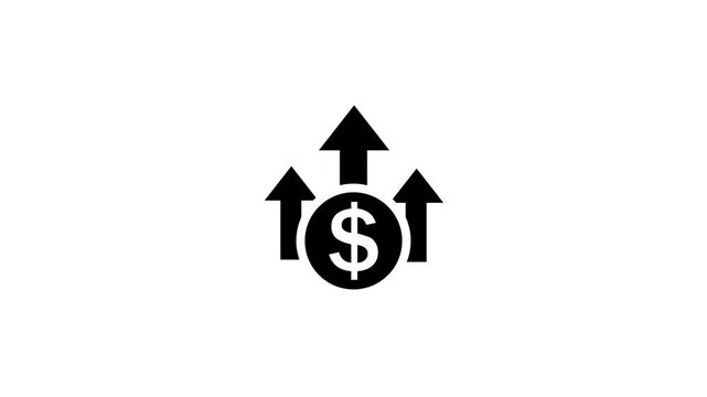 High pricing icon. Up arrow with dollar sign. high price business money cost pay payment logotype animation.
