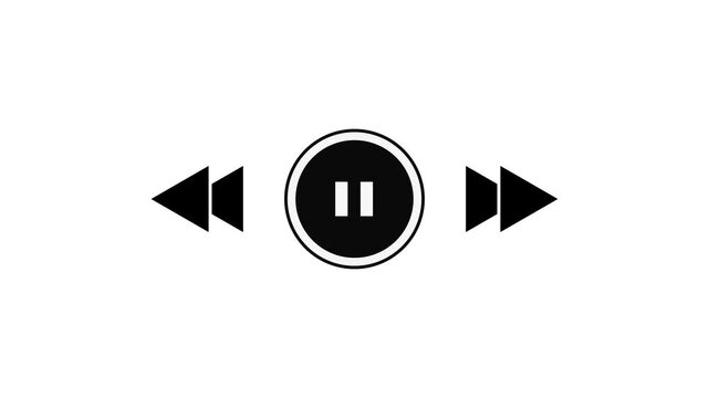 Audio player bar icon. Player button with play, pause, next, previous symbol animation. simple icon animation.