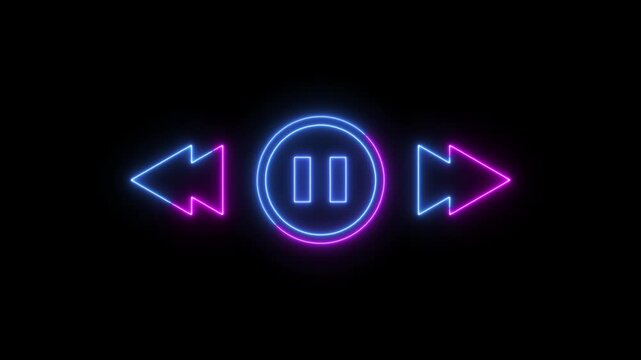 Audio player bar icon. Player button with play, pause, next, previous symbol animation. simple icon animation.