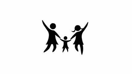 Obraz premium Happy Family Silhouette with Raised Arms Celebrating Together.