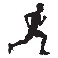 Running athlete motion silhouette on white