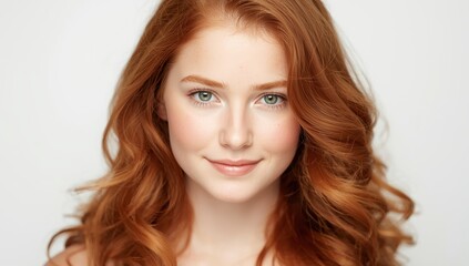 Naklejka premium Image of an attractive redhead on a white backdrop.png