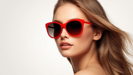 Fototapeta premium Image of attractive young woman wearing shades.png