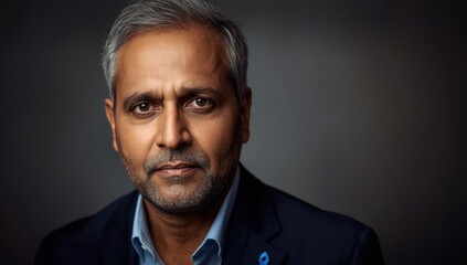 Indian man with cancer facing the camera; prostate cancer awareness theme.png