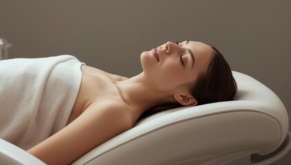 Young woman reclines on a beauty treatment sofa.png