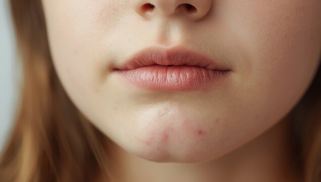 girl's lips, chin acne issue.png