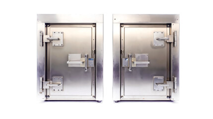 Two stainless steel vaults with locks and handles
