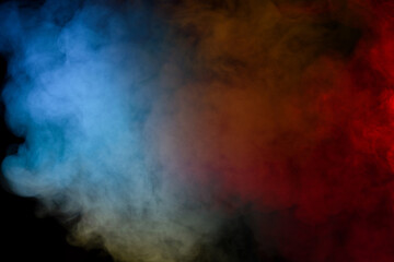 Orange and red steam on a black background.