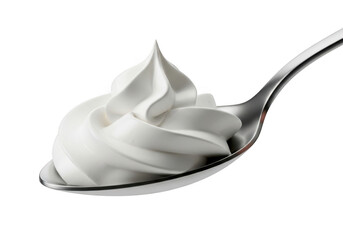 A spoonful of whipped cream isolated on transparent background