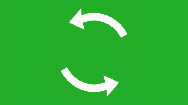 "White arrow rotating on green screen in 4K for business and UI motion graphics"