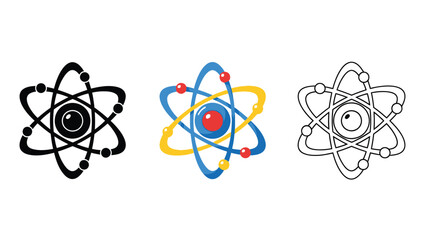 Collection of three stylized atomic models illustrating fundamental concepts of subatomic particle structure