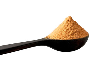 A spoonful of orange powder isolated on transparent background