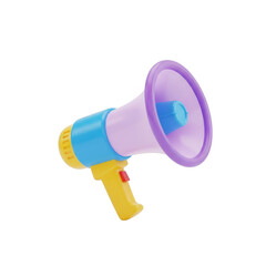 Colorful megaphone isolated on transparent background