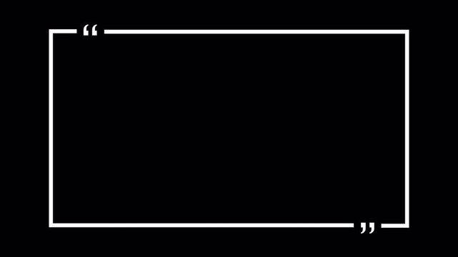  rectangle with  quotation marks  quote speechin transparent background in 4K animation rectangle and question marks animation with alpha channel